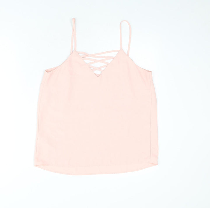 New Look Womens Pink Polyester Camisole Tank Size 10 V-Neck - Strap Detail