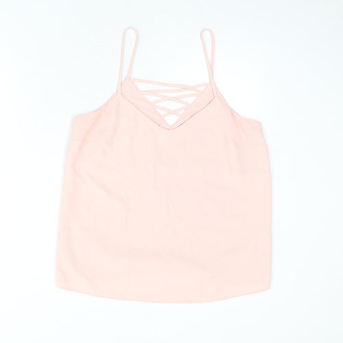 New Look Womens Pink Polyester Camisole Tank Size 10 V-Neck - Strap Detail