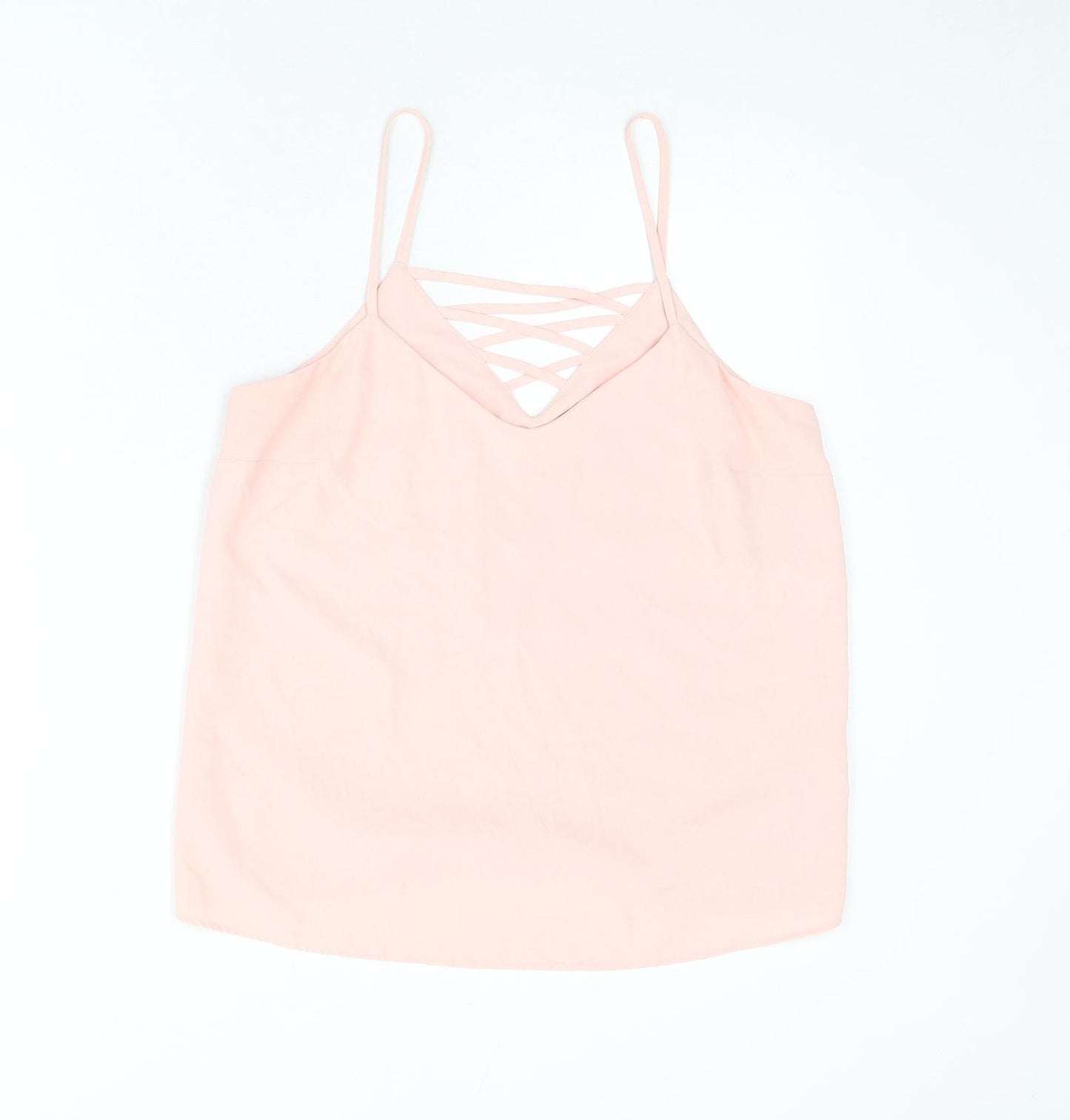 New Look Womens Pink Polyester Camisole Tank Size 10 V-Neck - Strap Detail