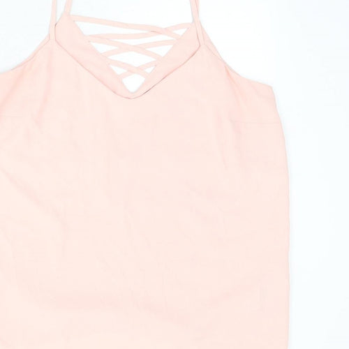 New Look Womens Pink Polyester Camisole Tank Size 10 V-Neck - Strap Detail