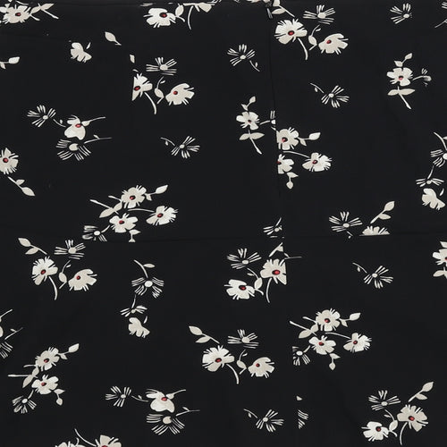 NEXT Womens Black Floral Polyester Flare Skirt Size 16 Zip