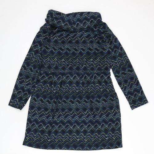 Lily & Me Womens Multicoloured Geometric Polyester A-Line Size 16 Mock Neck Pullover - Wavey Line Pattern