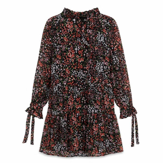 Front view of Mystical Threads women’s multicoloured fair isle polyester fit & flare, size S, round neck tie