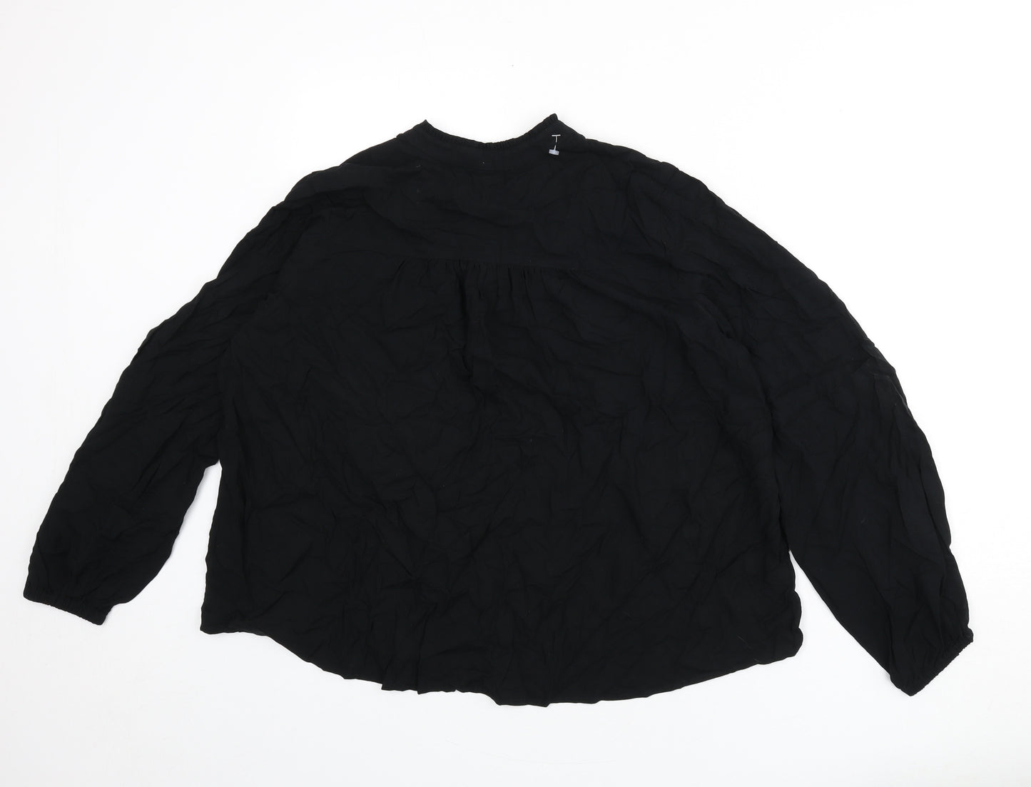 Marks and Spencer Womens Black Polyester Basic Blouse Size 16 V-Neck