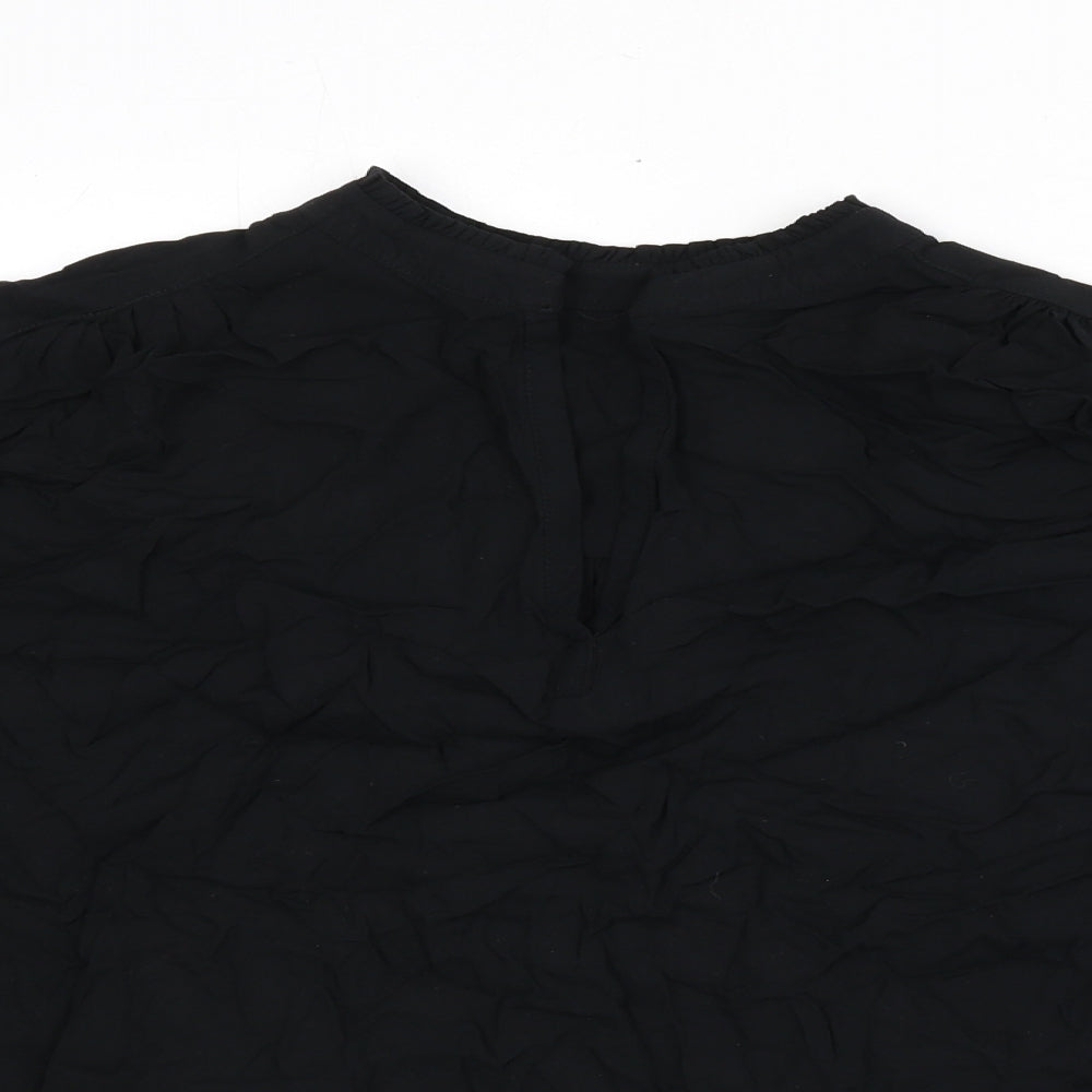 Marks and Spencer Womens Black Polyester Basic Blouse Size 16 V-Neck