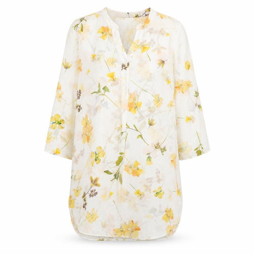 Roman Womens White Floral Polyester Shirt Dress Size 10 V-Neck Button