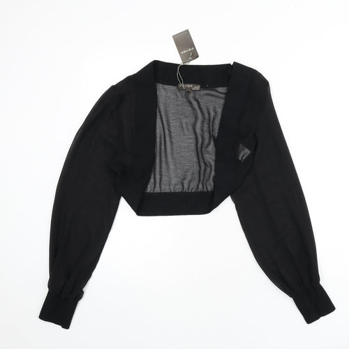 Fever Womens Black Polyester Cropped Blouse Size 14 V-Neck - Shawl