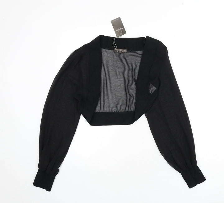 Fever Womens Black Polyester Cropped Blouse Size 14 V-Neck - Shawl
