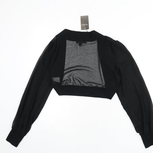 Fever Womens Black Polyester Cropped Blouse Size 14 V-Neck - Shawl