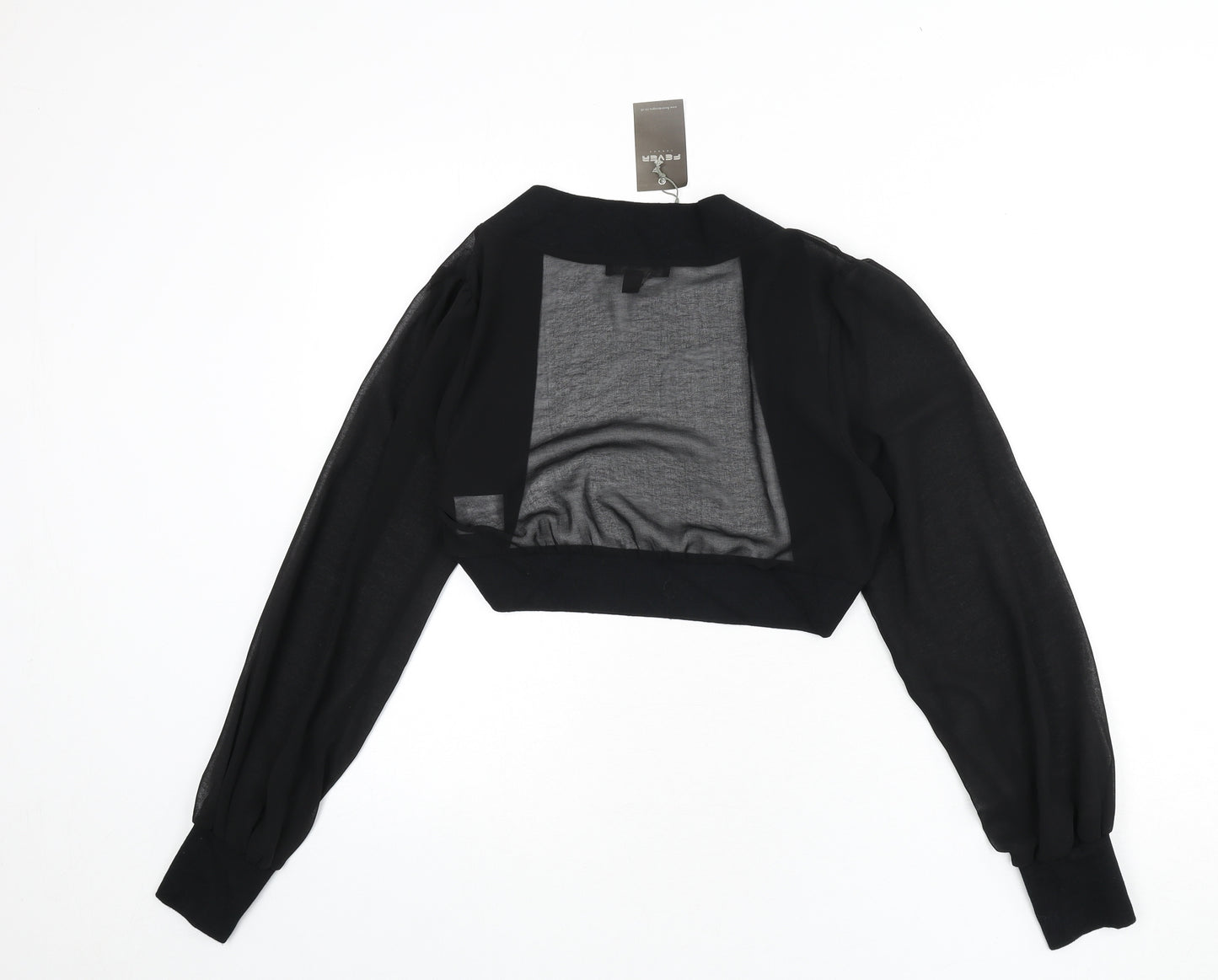 Fever Womens Black Polyester Cropped Blouse Size 14 V-Neck - Shawl