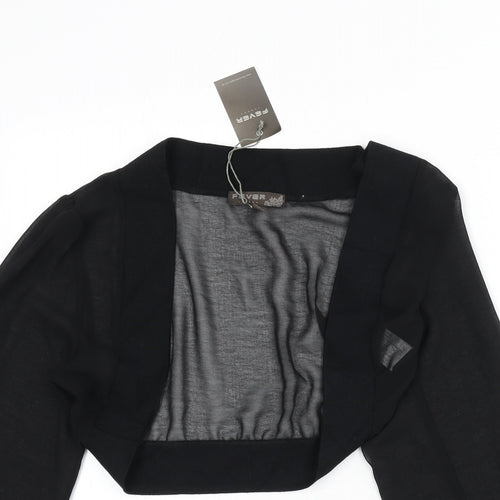 Fever Womens Black Polyester Cropped Blouse Size 14 V-Neck - Shawl