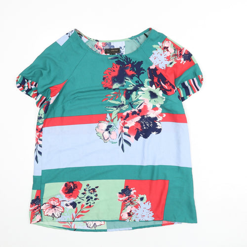 bpc Womens Multicoloured Geometric Polyester Basic Blouse Size 16 Round Neck - Floral, Stripe, Colour Block