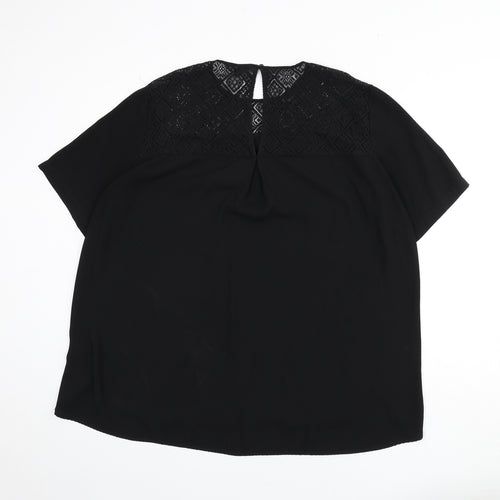 NEXT Womens Black Polyester Basic Blouse Size 22 Round Neck - Lace