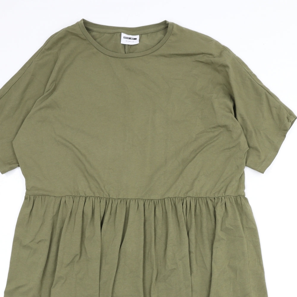 Noisy may Womens Green Cotton A-Line Size S Round Neck Pullover