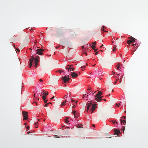 CC Womens Multicoloured Floral Polyester Basic Blouse Size 20 Cowl Neck