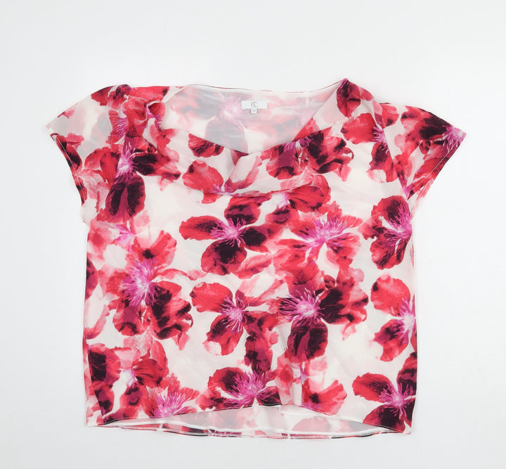 CC Womens Multicoloured Floral Polyester Basic Blouse Size 20 Cowl Neck