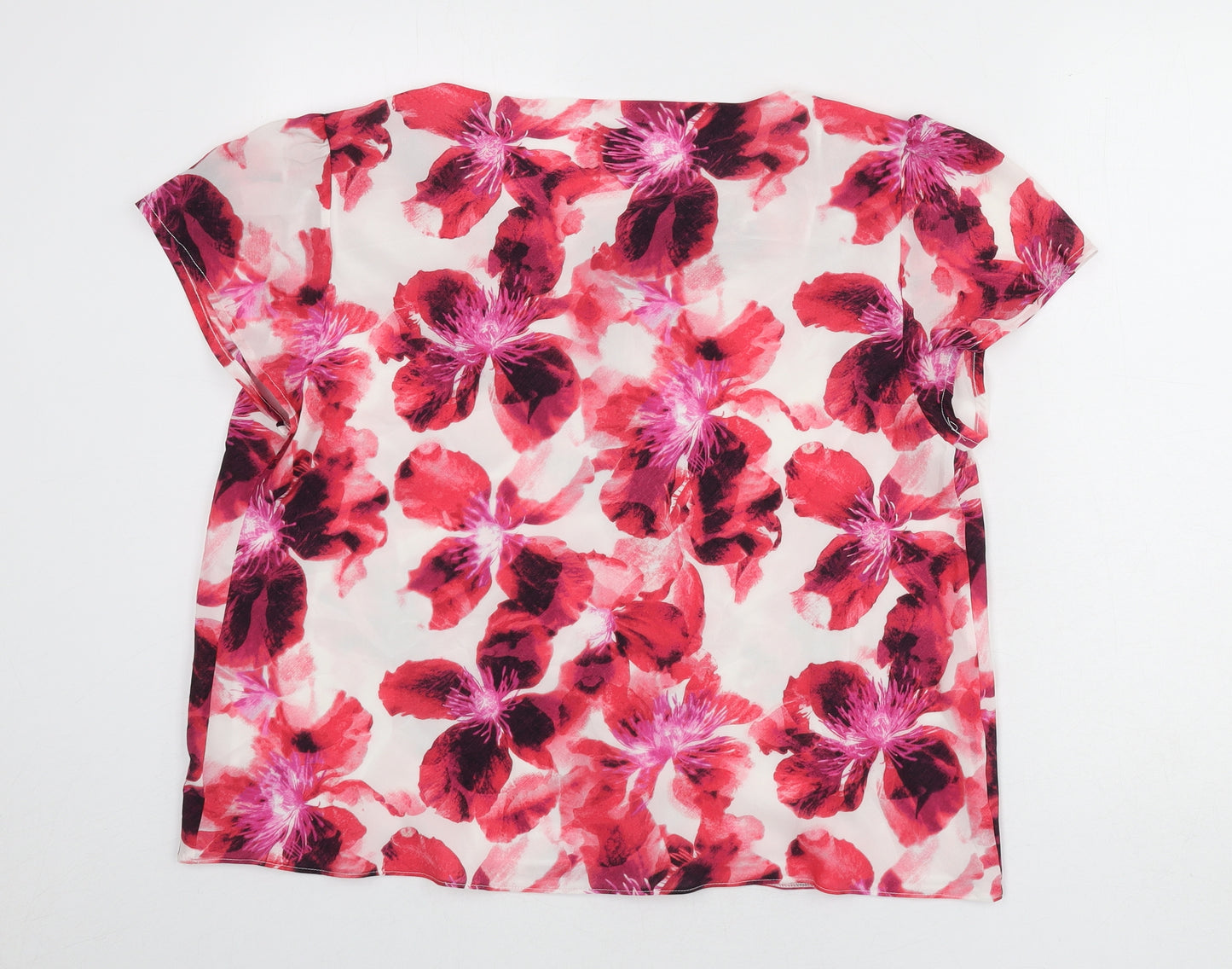 CC Womens Multicoloured Floral Polyester Basic Blouse Size 20 Cowl Neck