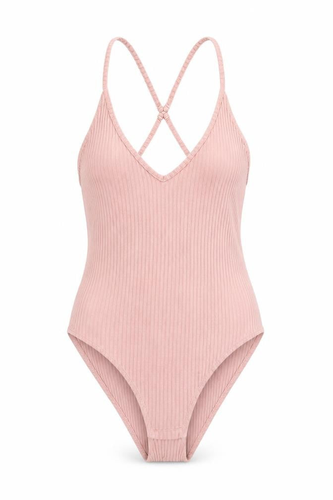 Topshop Womens Pink Viscose Bodysuit One-Piece Size 10 Snap - Ribbed