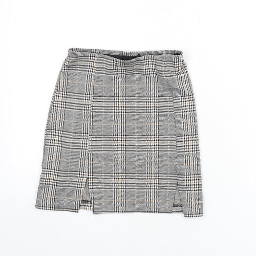 Divided by H&M Womens Multicoloured Plaid Polyester A-Line Skirt Size 2XS - Front Slits