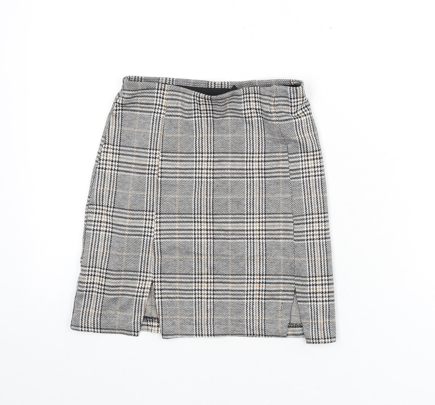 Divided by H&M Womens Multicoloured Plaid Polyester A-Line Skirt Size 2XS - Front Slits