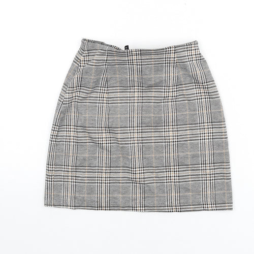 Divided by H&M Womens Multicoloured Plaid Polyester A-Line Skirt Size 2XS - Front Slits
