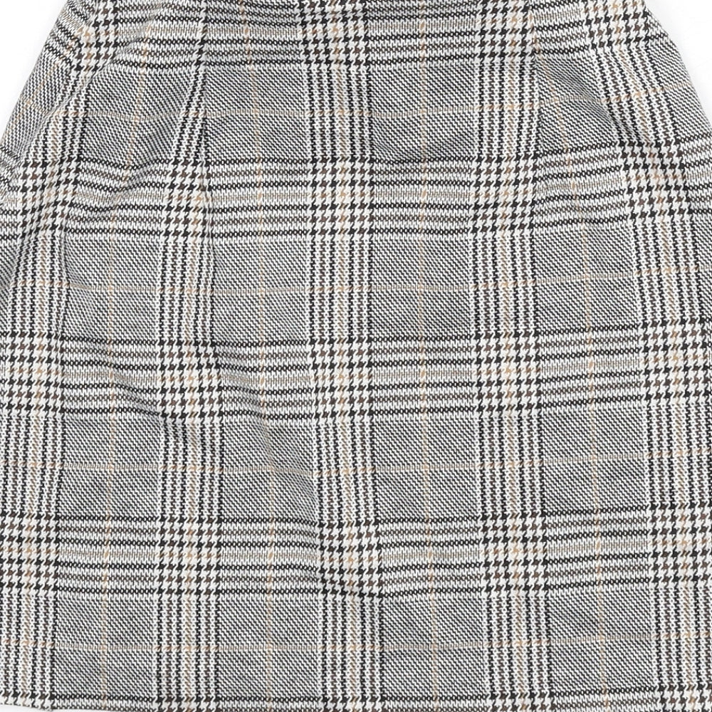 Divided by H&M Womens Multicoloured Plaid Polyester A-Line Skirt Size 2XS - Front Slits