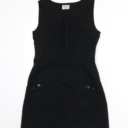 Esprit Womens Black Wool A-Line Size 12 Round Neck Zip