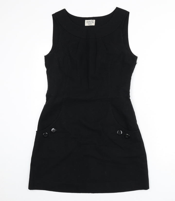 Esprit Womens Black Wool A-Line Size 12 Round Neck Zip
