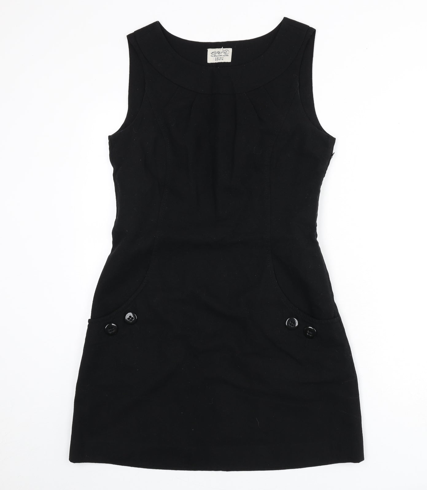 Esprit Womens Black Wool A-Line Size 12 Round Neck Zip