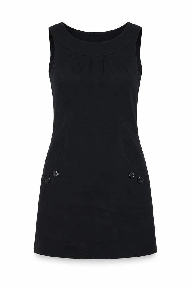 Front view of ESPRIT women’s black wool a-line, size UK 12, round neck zip