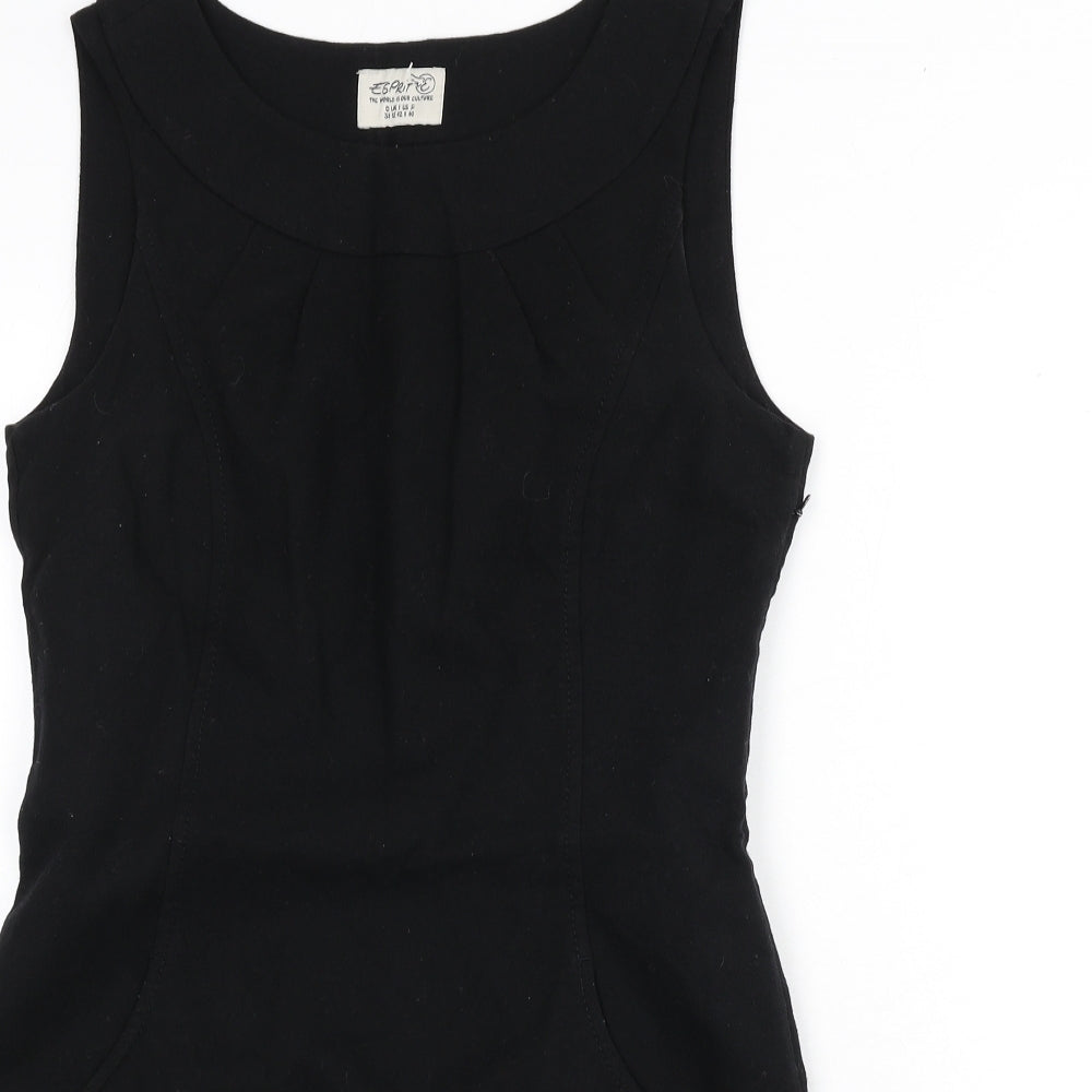 Esprit Womens Black Wool A-Line Size 12 Round Neck Zip