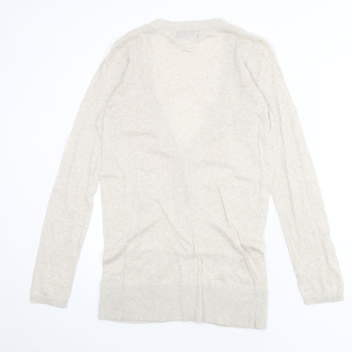 Collection Womens Beige V-Neck 100% Cotton Cardigan Jumper Size 12