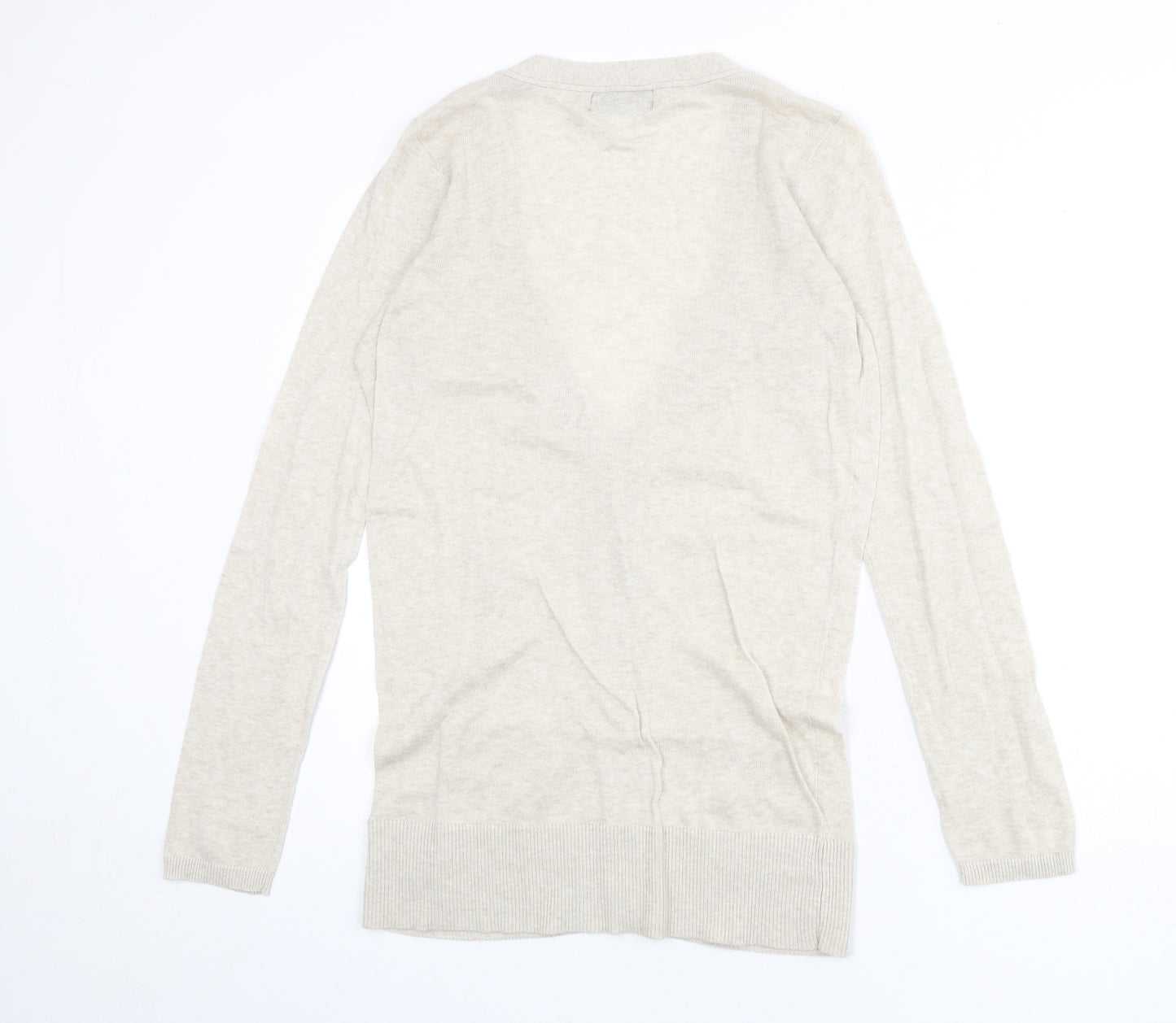 Collection Womens Beige V-Neck 100% Cotton Cardigan Jumper Size 12