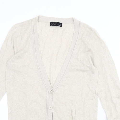 Collection Womens Beige V-Neck 100% Cotton Cardigan Jumper Size 12