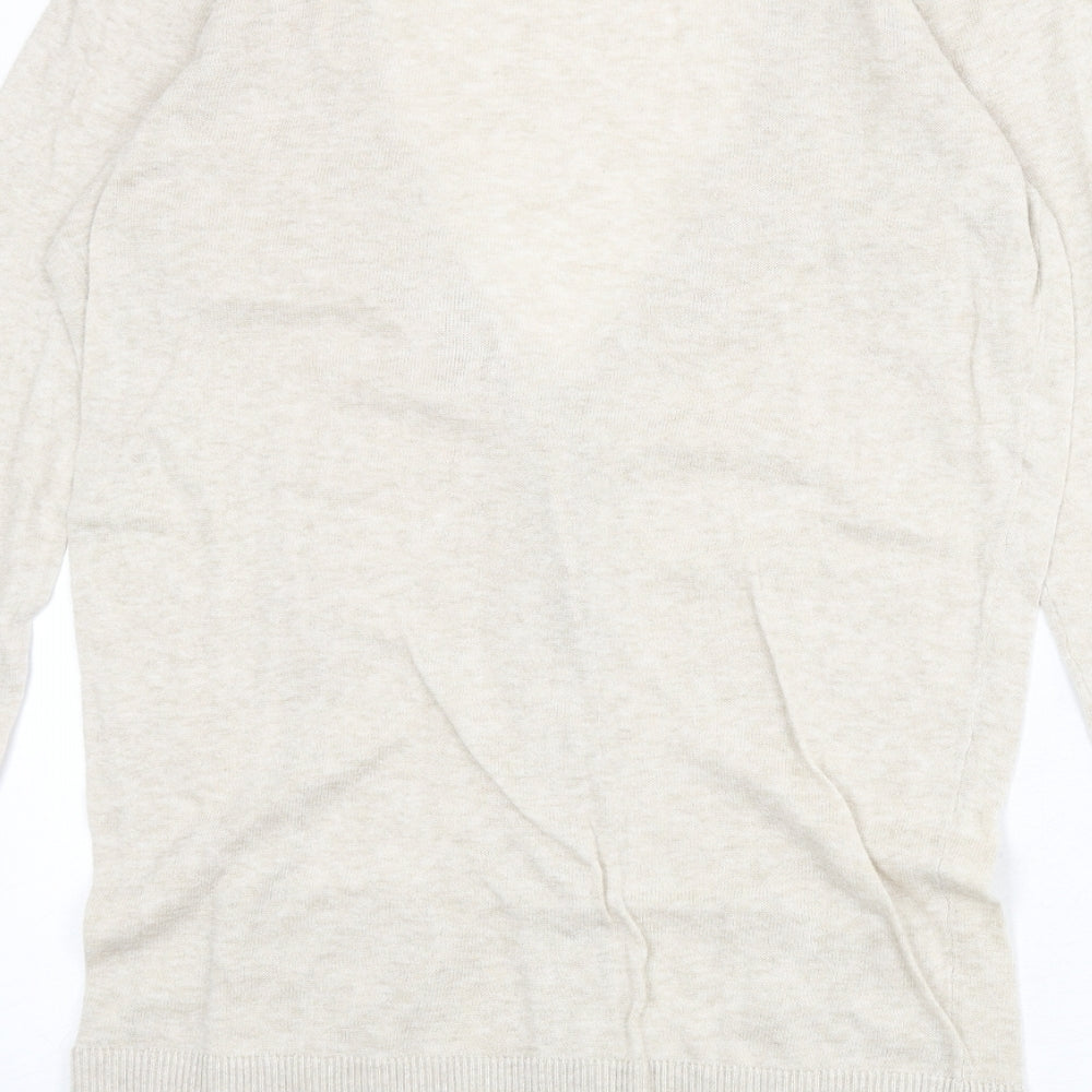 Collection Womens Beige V-Neck 100% Cotton Cardigan Jumper Size 12