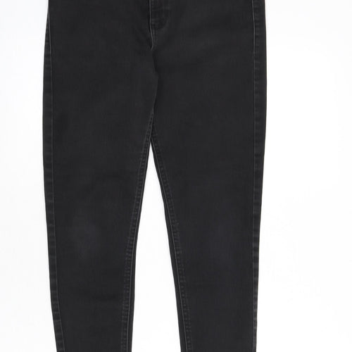 Marks and Spencer Womens Grey Cotton Skinny Jeans Size 12 L24 in Regular Zip
