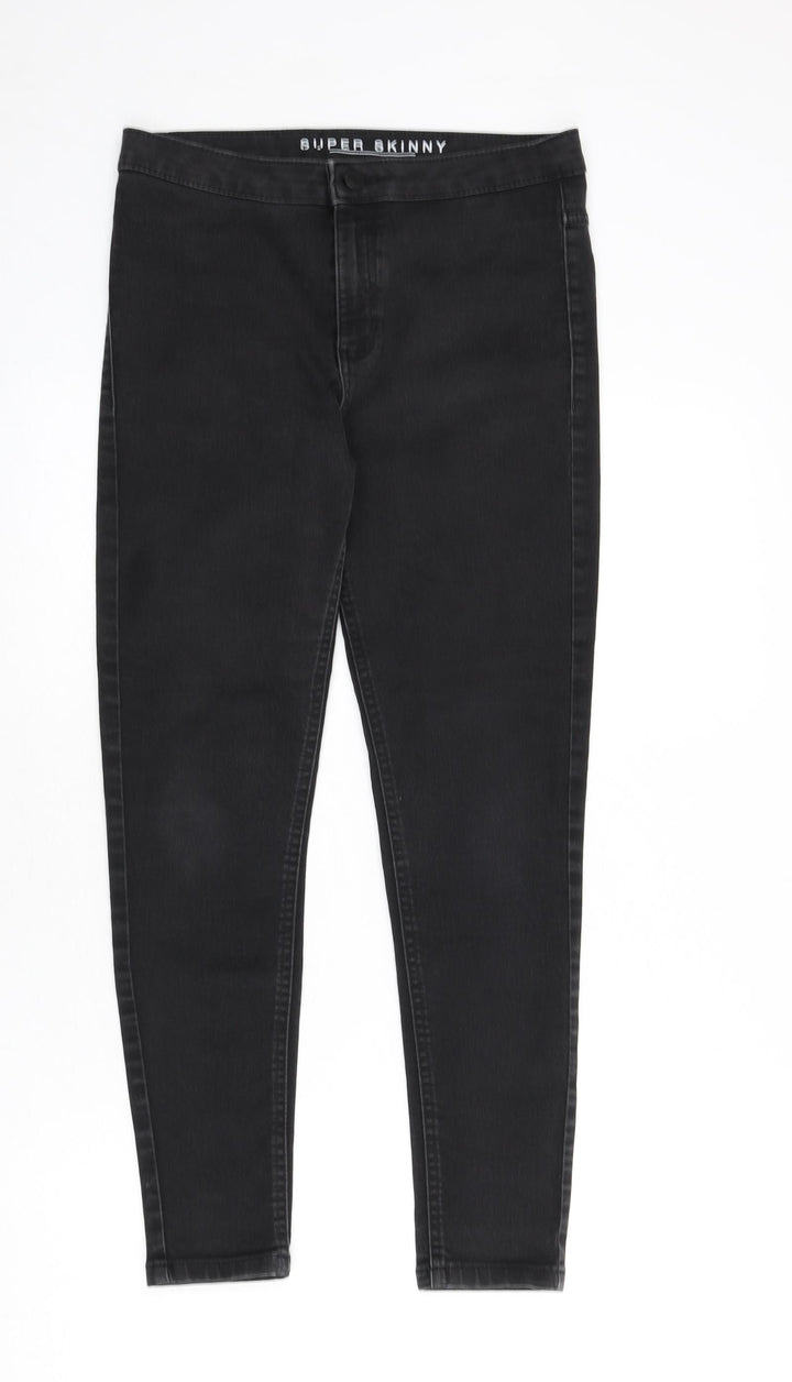 Marks and Spencer Womens Grey Cotton Skinny Jeans Size 12 L24 in Regular Zip