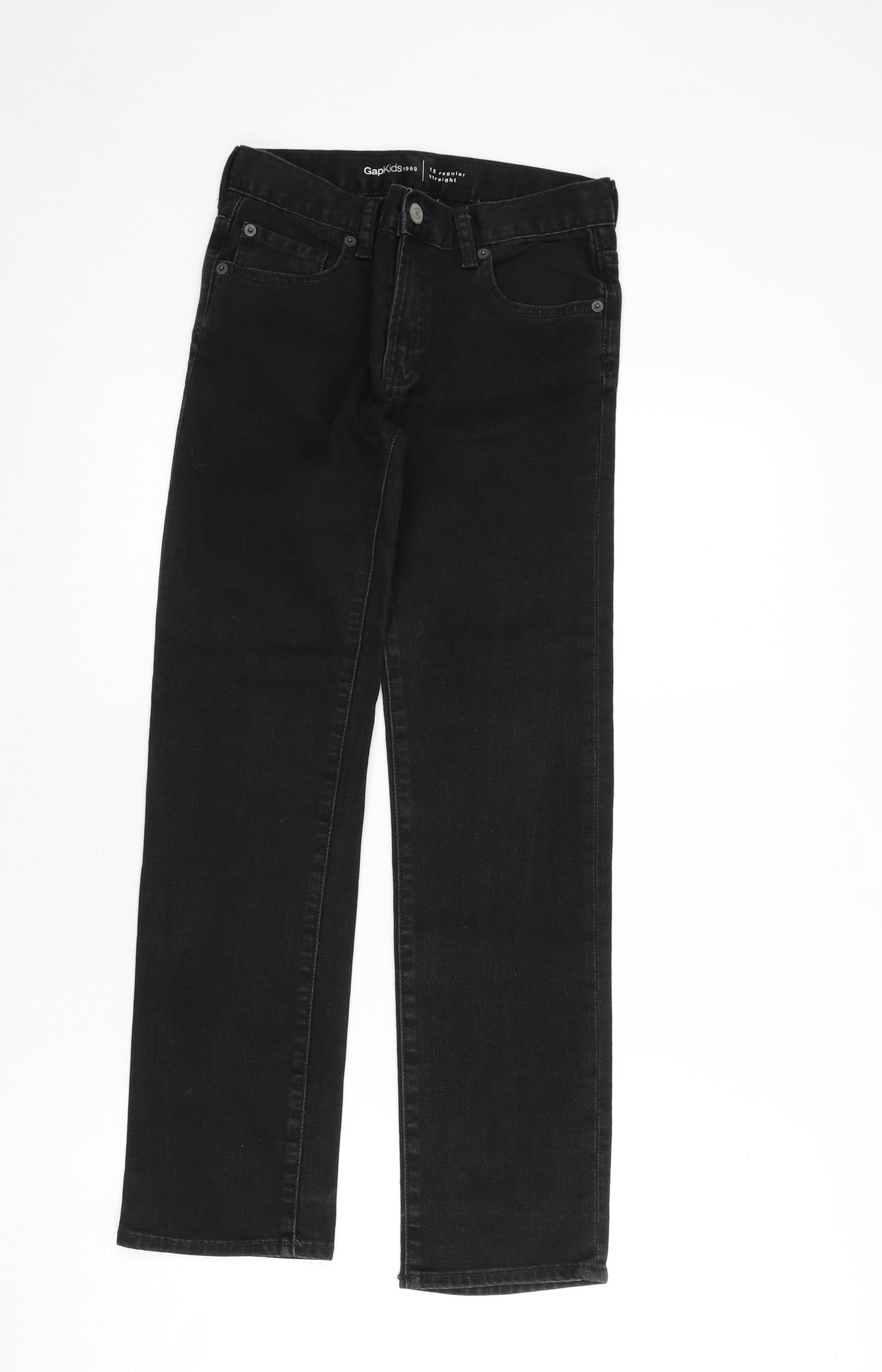 Gap Girls Black Cotton Straight Jeans Size 12 Years L26 in Regular Zip