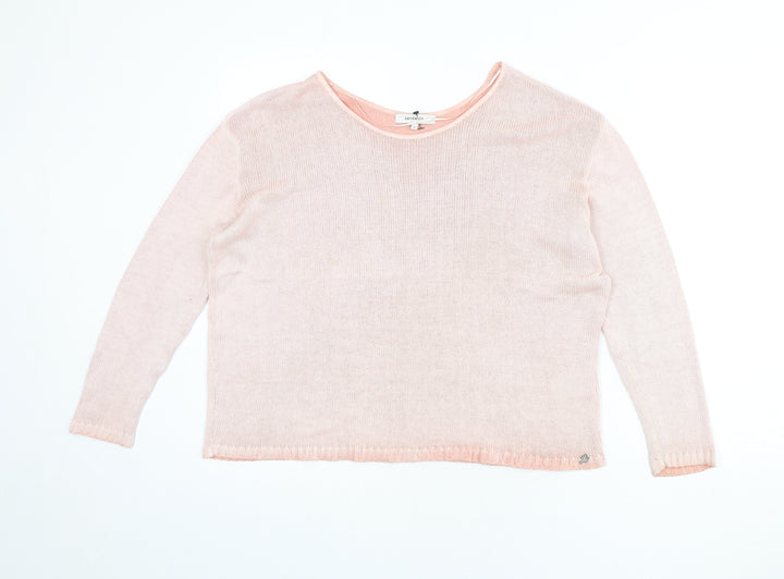 Sandwich Womens Pink Boat Neck Cotton Pullover Jumper Size S