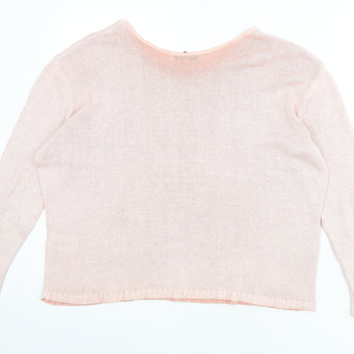 Sandwich Womens Pink Boat Neck Cotton Pullover Jumper Size S