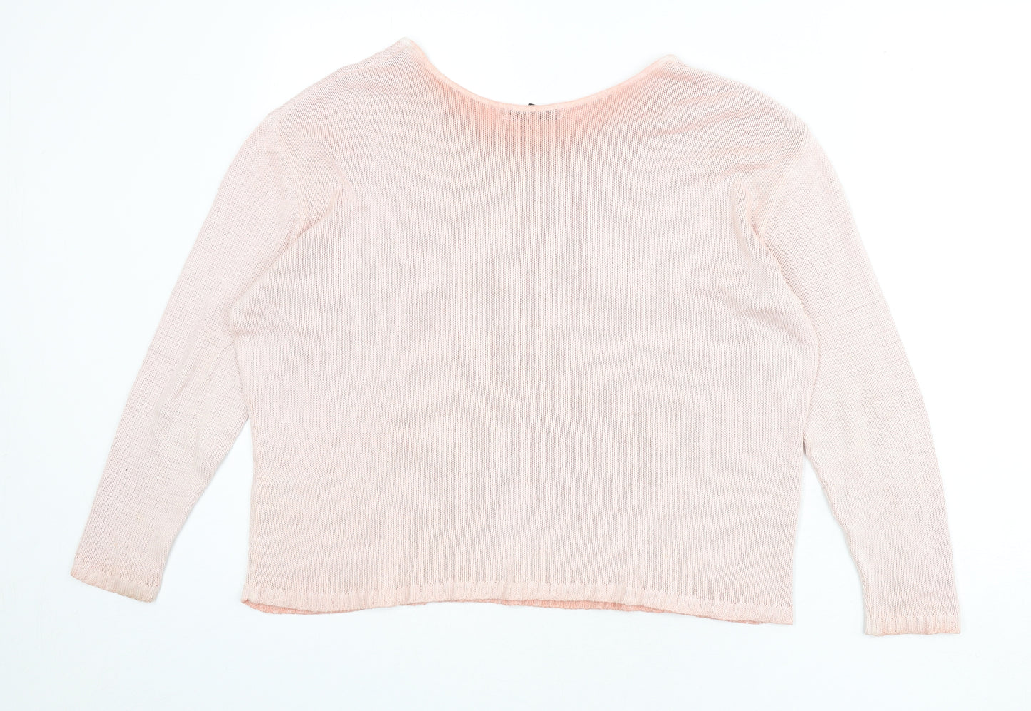Sandwich Womens Pink Boat Neck Cotton Pullover Jumper Size S