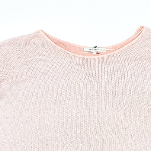 Sandwich Womens Pink Boat Neck Cotton Pullover Jumper Size S
