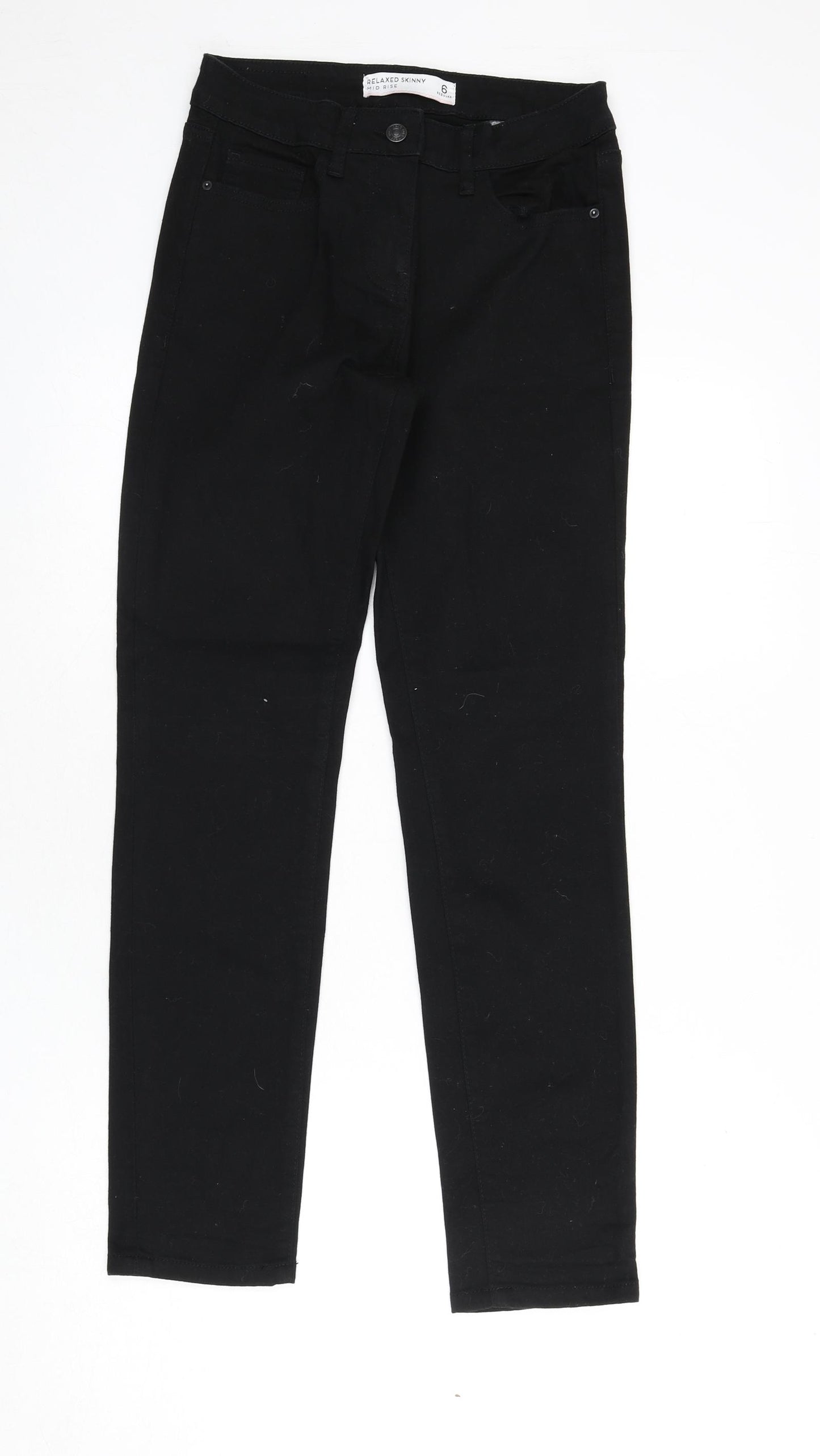 NEXT Womens Black Cotton Skinny Jeans Size 6 L28 in Regular Zip