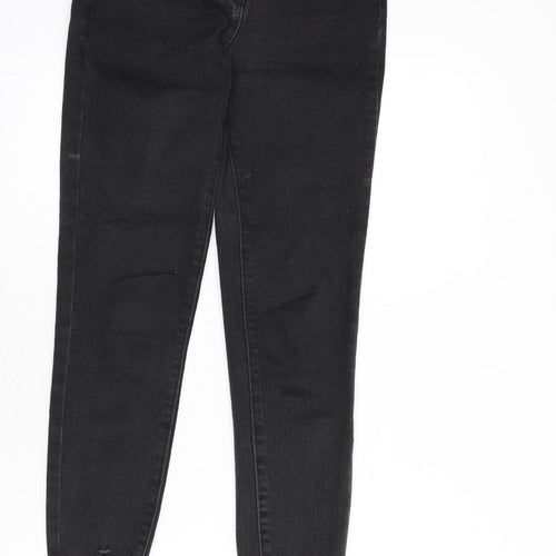NEXT Womens Grey Cotton Skinny Jeans Size 6 L26 in Regular Zip - Distressed Hems