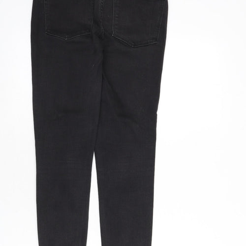 NEXT Womens Grey Cotton Skinny Jeans Size 6 L26 in Regular Zip - Distressed Hems