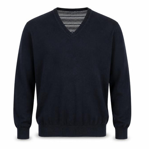 Blue Harbour Mens Blue V-Neck Cotton Pullover Jumper Size L Long Sleeve