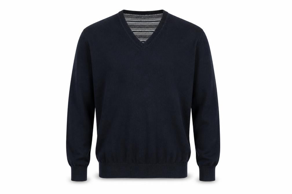 Blue Harbour Mens Blue V-Neck Cotton Pullover Jumper Size L Long Sleeve