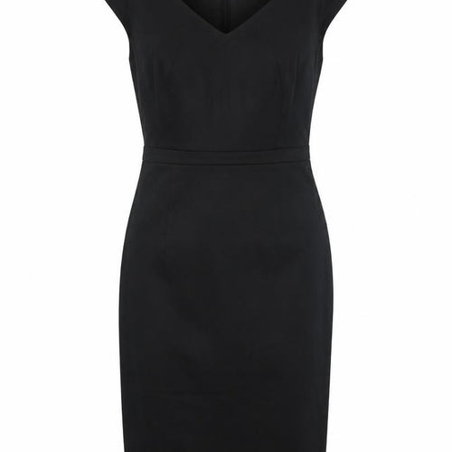 Dorothy Perkins Womens Black Cotton Pencil Dress Size 10 V-Neck Zip - Slit