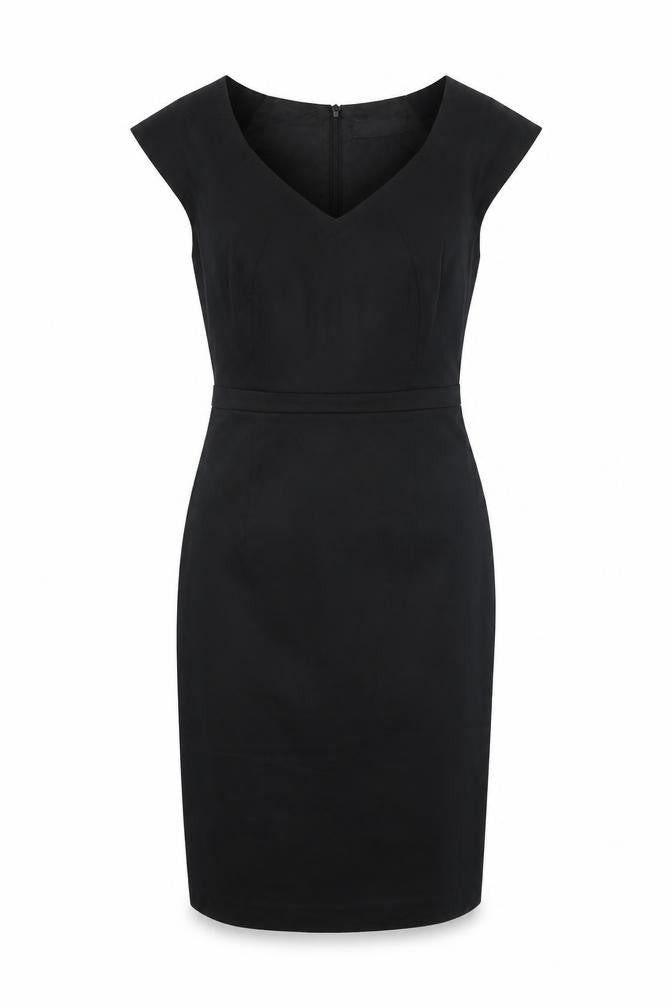 Dorothy Perkins Womens Black Cotton Pencil Dress Size 10 V-Neck Zip - Slit