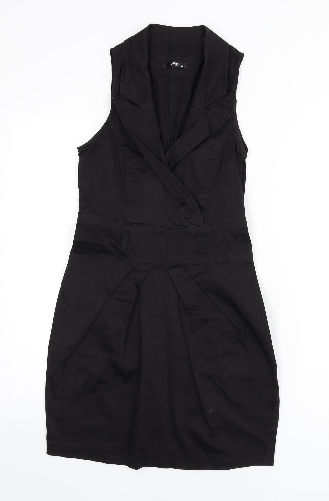 Jane Norman Womens Black Cotton Pencil Dress Size 12 Collared Zip